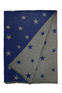 Reversible Pleated Ombre Star Print Wool Scarf