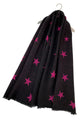 Reversible Pleated Ombre Star Print Wool Scarf