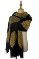 Reversible Soft Wool Leaf Print Frayed Edge Scarf