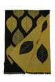 Reversible Soft Wool Leaf Print Frayed Edge Scarf