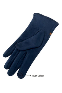Suede Effect Touchscreen Gloves With Contrast Bow