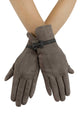 Suede Effect Touchscreen Gloves With Contrast Bow
