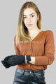 Suede Effect Touchscreen Gloves With Contrast Bow