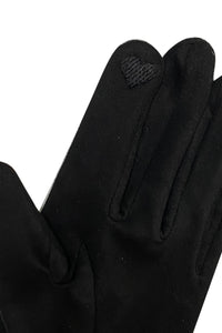 Suede Effect Touchscreen Gloves With Contrast Bow