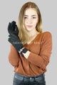 Suede Effect Touchscreen Gloves With Contrast Bow