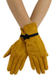 Suede Effect Touchscreen Gloves With Contrast Bow
