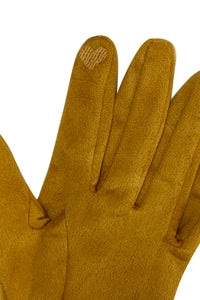 Suede Effect Touchscreen Gloves With Contrast Bow