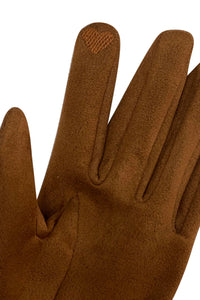 Suede Effect Touchscreen Gloves With Contrast Bow