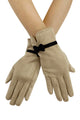 Suede Effect Touchscreen Gloves With Contrast Bow