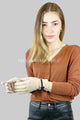 Suede Effect Touchscreen Gloves With Contrast Bow