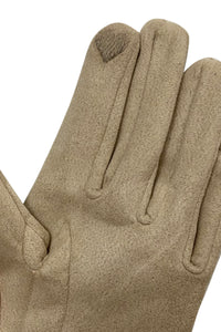 Suede Effect Touchscreen Gloves With Contrast Bow