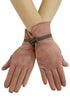 Suede Effect Touchscreen Gloves With Contrast Bow