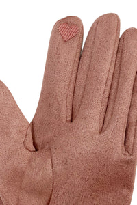 Suede Effect Touchscreen Gloves With Contrast Bow