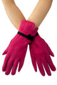 Suede Effect Touchscreen Gloves With Contrast Bow