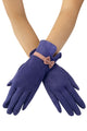 Suede Effect Touchscreen Gloves With Contrast Bow