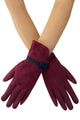 Suede Effect Touchscreen Gloves With Contrast Bow
