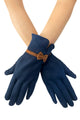 Suede Effect Touchscreen Gloves With Contrast Bow