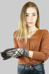 Soft Tartan Touchscreen Gloves With Faux Leather Buckle