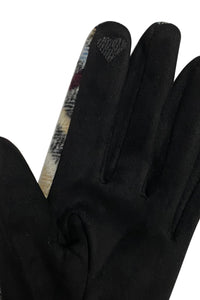 Soft Tartan Touchscreen Gloves With Faux Leather Buckle