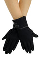 Soft Cotton Marl Touchscreen Gloves With Faux Leather Button