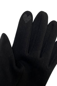 Soft Cotton Marl Touchscreen Gloves With Faux Leather Button
