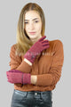 Soft Cotton Marl Touchscreen Gloves With Faux Leather Button