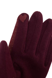 Soft Cotton Marl Touchscreen Gloves With Faux Leather Button