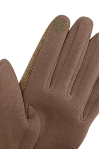 Soft Cotton Marl Touchscreen Gloves With Faux Leather Button