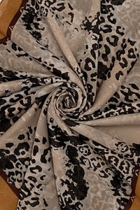 Cheetah Leopard Print Scarf With Fashion Border And Frayed Edge