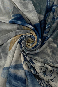 Geometric Shapes With Stags Print Frayed Edge Scarf