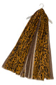 Leopard Print Scarf With Regal Border And Frayed Edge