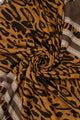 Leopard Print Scarf With Regal Border And Frayed Edge