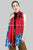 Bold Blue Poppy Print Scarf With Frayed Edge