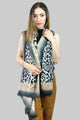 Leopard Print Scarf With Ombre Border And Frayed Edge