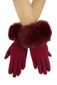 Warm Knitted Effect Faux Fur Touchscreen Gloves
