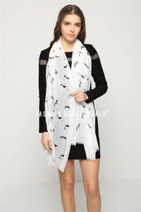 German Shepherd Print Frayed Scarf - Fashion Scarf World