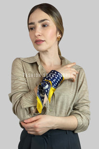 Silk Style Nautical Ships Print Square Scarf