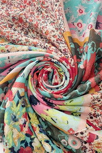 Colourful Floral Patchwork Tassel Scarf