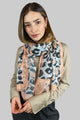 Abstract Leopard Print Scarf with Frayed Edge