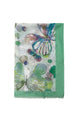 Watercolour Butterflies Print Scarf with Border and Frayed Edge