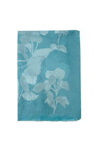 Layered Flowers Print Scarf with Frayed Edge
