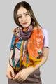 Abstract Branches Print Scarf with Frayed Edge