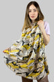 Art Strokes Print Scarf with Frayed Edge