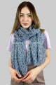 Fan Flower Print Scarf with Frayed Edge