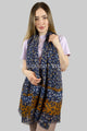 Ditsy Hibiscus Flower Print Scarf with Frayed Edge