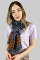 Ditsy Hibiscus Flower Print Scarf with Frayed Edge