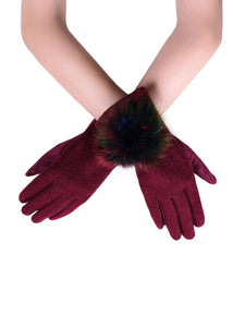 Rainbow Spiral Real Fur Mix Pom Pom Touchscreen Gloves - Fashion Scarf World