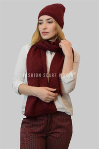 Metallic Thread Knitted Hat & Scarf Set - Fashion Scarf World