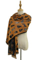 Cat Print Reversible Frayed Scarf