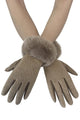 Faux Fur Trim Touch Screen Gloves